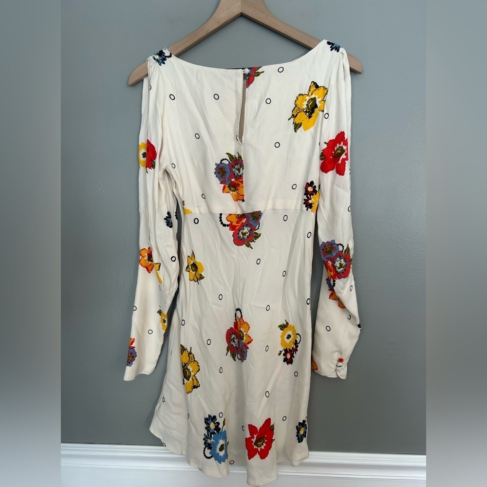 *NWT* Free People Women’s Ivory Sunshadow Floral Slit Sleeve Mini Dress, Size 0 - Picture 12 of 15